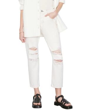 Frame Le Original Straight Leg Jeans High Waist Off White Rips Womens US 26 NWT